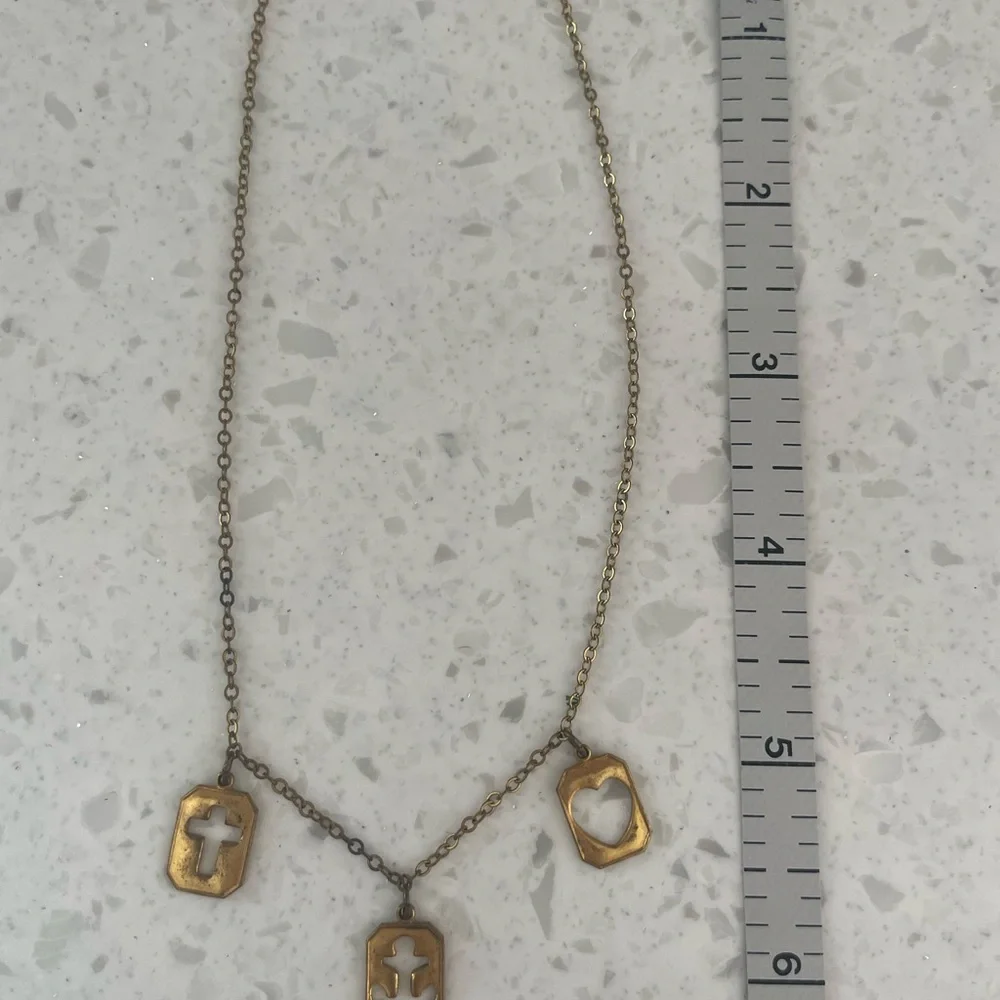 Vintage Brass Faith Hope Charity Child’s Necklace